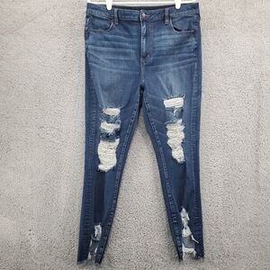 American Eagle Outfitters Blue Distressed Jeggings